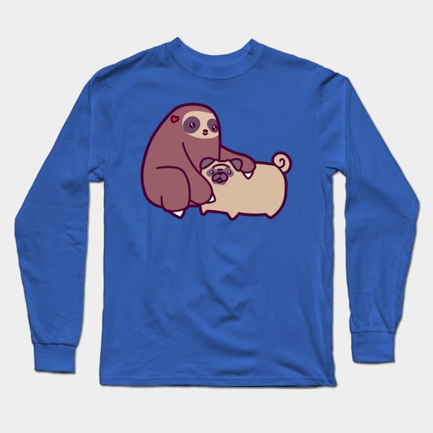 Sloth and Pug Long Sleeve T-Shirt by saradaboru